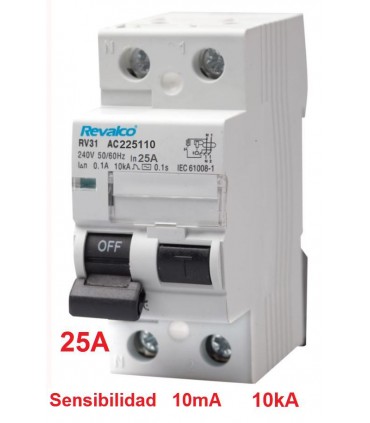 Protección Especial Diferencial 25A 10mA Tipo AC