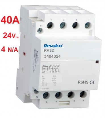 Contactor modular 4P 40A, 24Vca, 4N/A