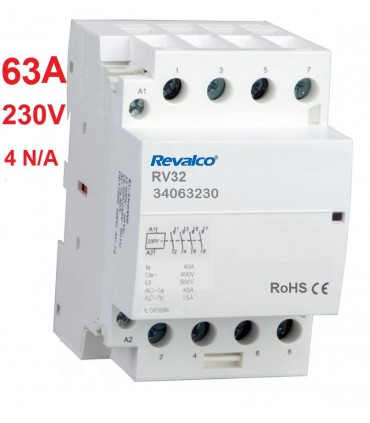 Contactor modular 4P 63A, 230Vca, 4N/A