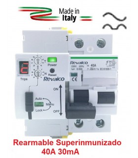 Superinmunizado Rearmable 40A 30mA 2P con contador de disparos