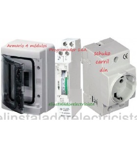 Kit Armario de superficie con Reloj analógico y Schucko