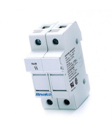 Base portafusible 10x38 2 Polos