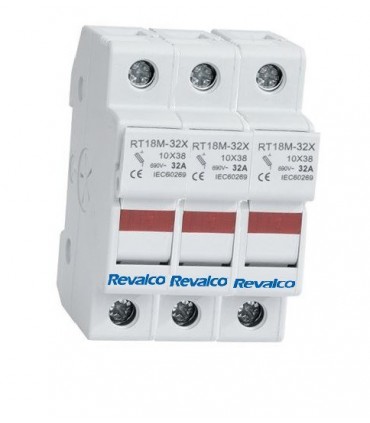 Base portafusible con led de estado10x38 3 Polos