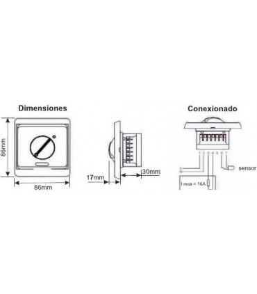 Termostato electrónico para control de suelos radiantes c/Sonda 3 metros