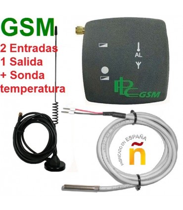 Telemando GSM con 2 entradas 1 salida + Sonda de temperatura