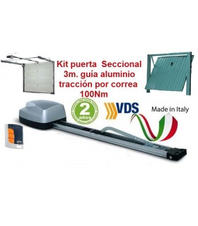 Kit Motor Utile 100K seccional guía Aluminio 3m c/correa