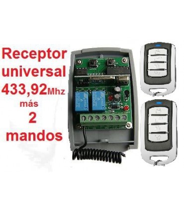 Receptor 2 canales y 2 mandos 433Mhz 12/24V