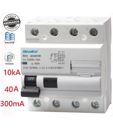 Diferencial 4P 40A 300mA 10kA Clase AC