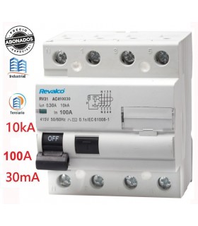 Diferencial 4P 100A 30mA 10kA Clase AC