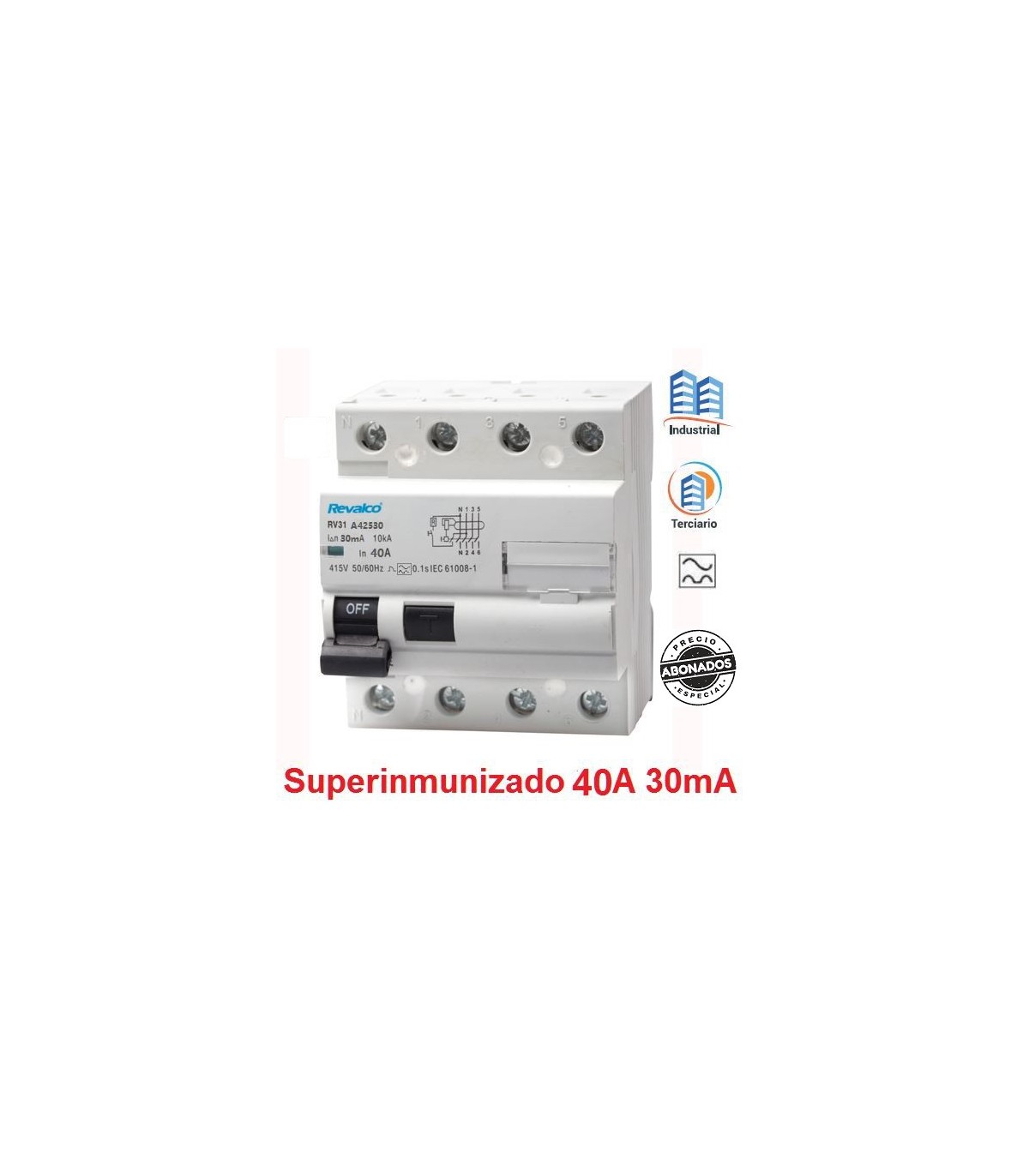 RV31A44030 - Interruptor Diferencial SuperInmunizado 4P 30mA 40A 