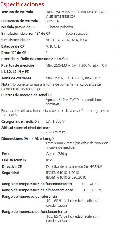 Especificaciones EVCA210